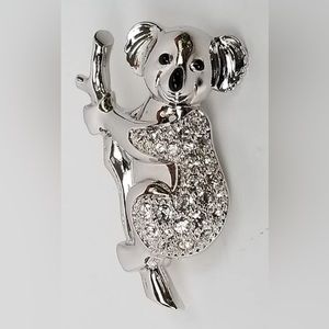 Swarovski Crystal Koala Silver Tone Pin / Brooch